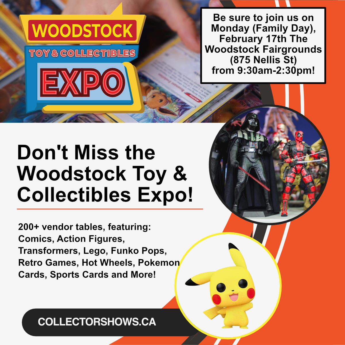 Join us on Monday (Family Day) February 17th, for a Special Edition of the Woodstock Toy & Collectibles Expo!